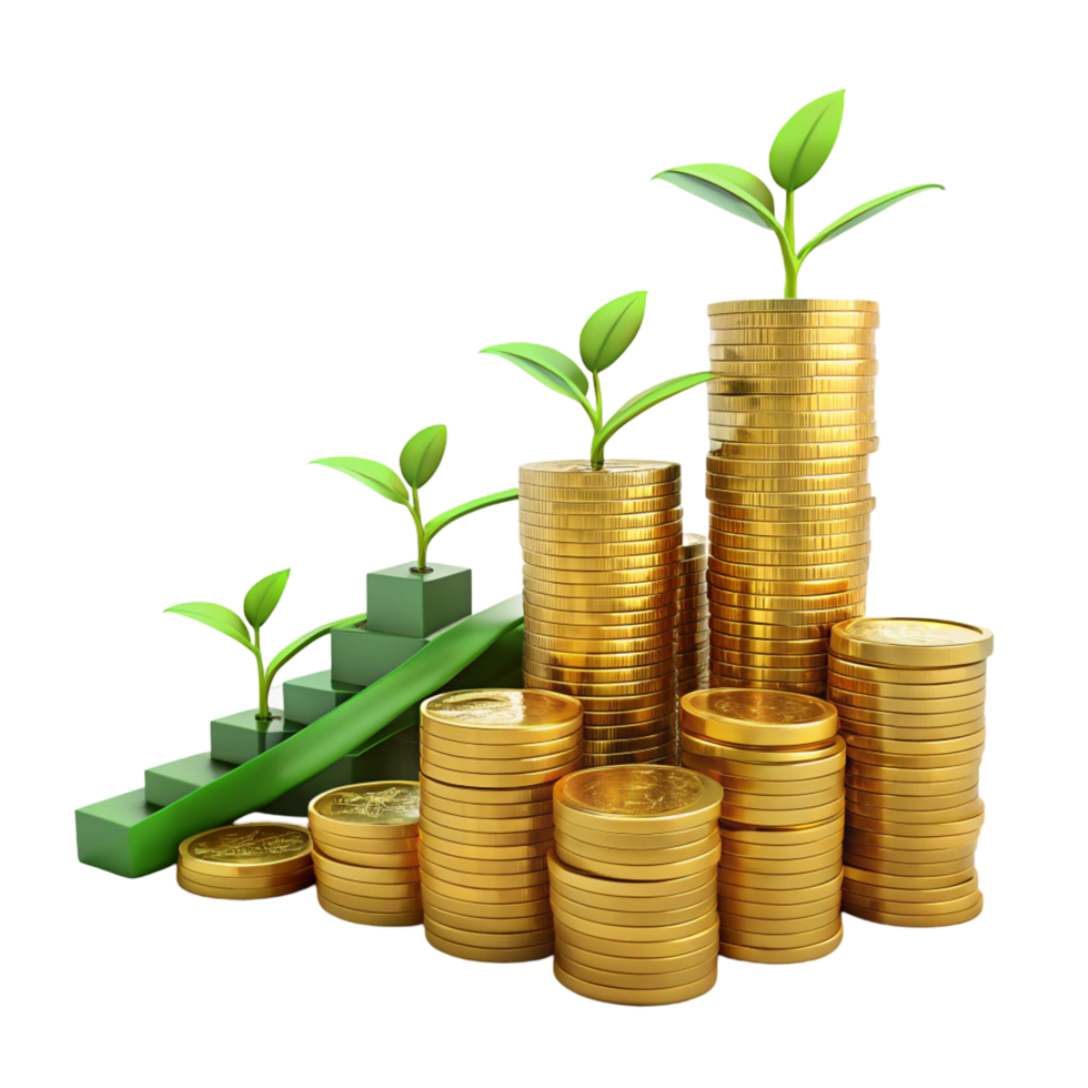 Growing Gold Financial Growth and Investment png