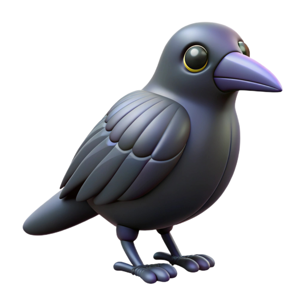 Adorable 3D Render of a Cartoon Crow Bird png