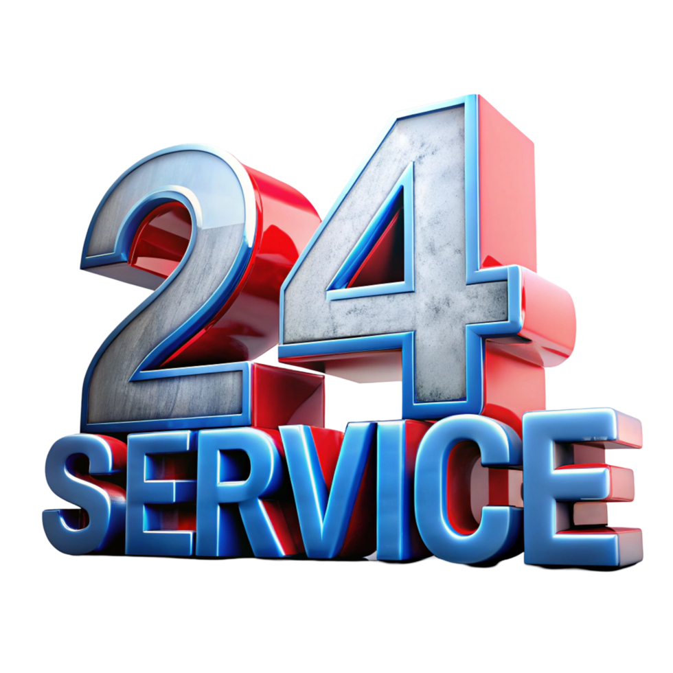 24 7 Service Bold 3D Render of 24 Hour png