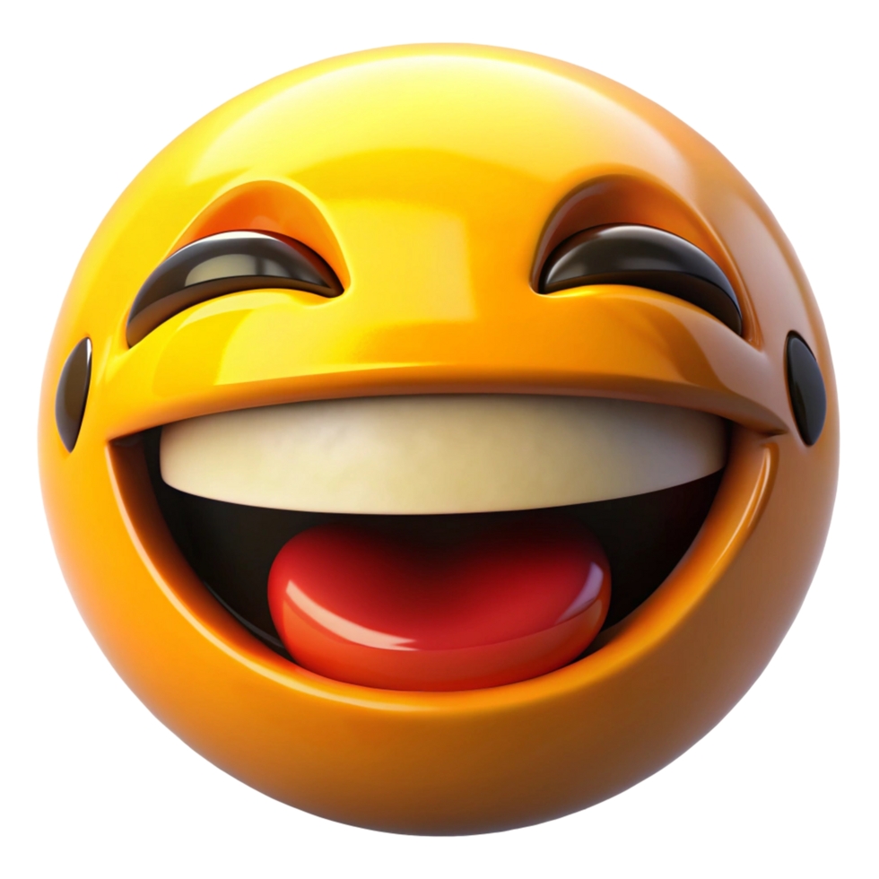 3D Render of a Joyful, Laughing Emoji with Closed png