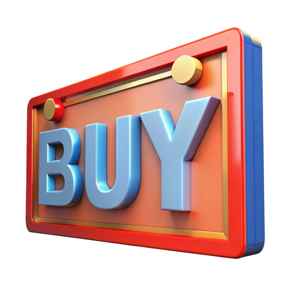 3D Render of a Buy Now Sign with Red and Blue png