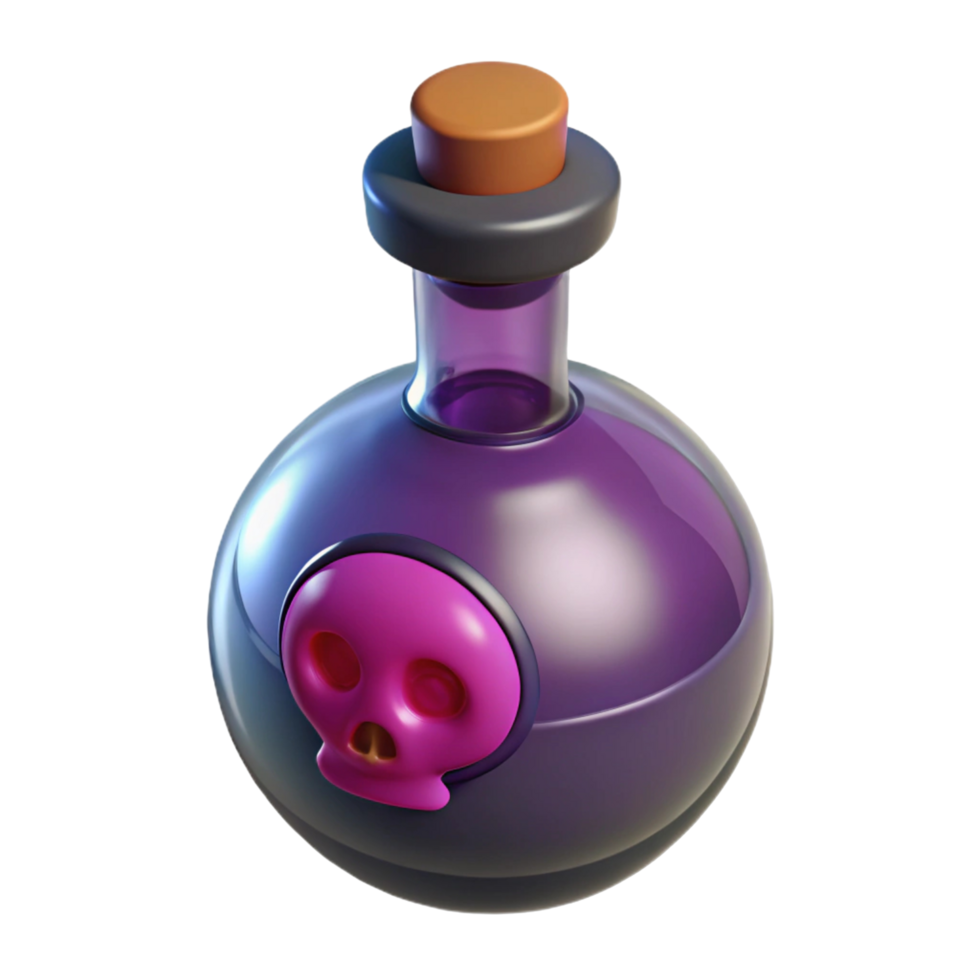 3d machen von ein Karikatur vergiften Flasche mit Schädel png