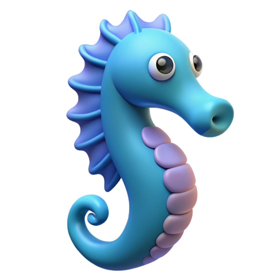 Adorable 3D Render of a Cartoon Seahorse png