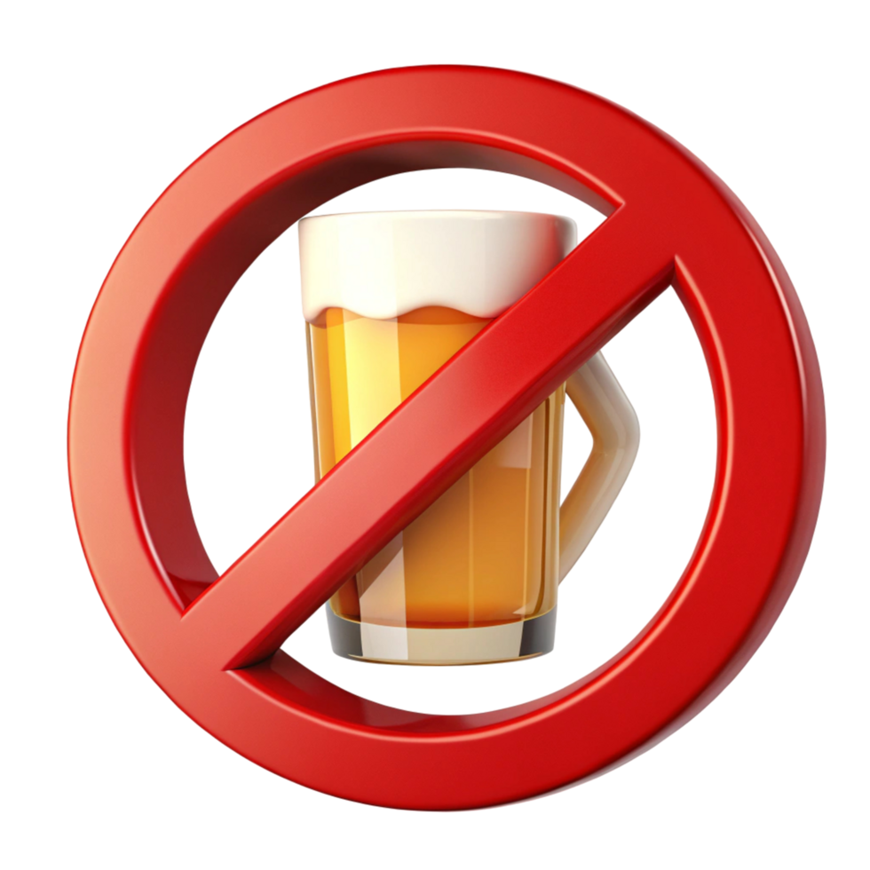 No Alcohol Sign Red Prohibition Symbol with Beer png