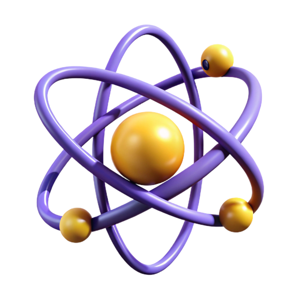 3D Render of an Atom Model Science, Technology, png