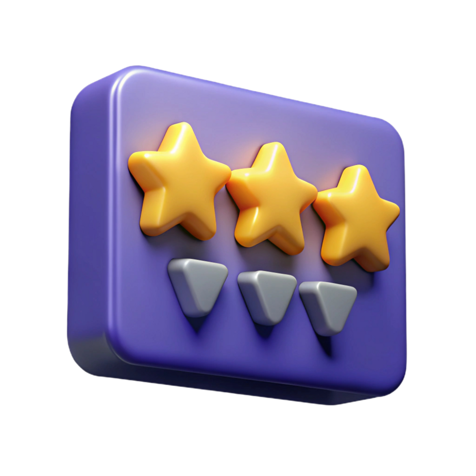 3D Render of a Three-Star Rating System png