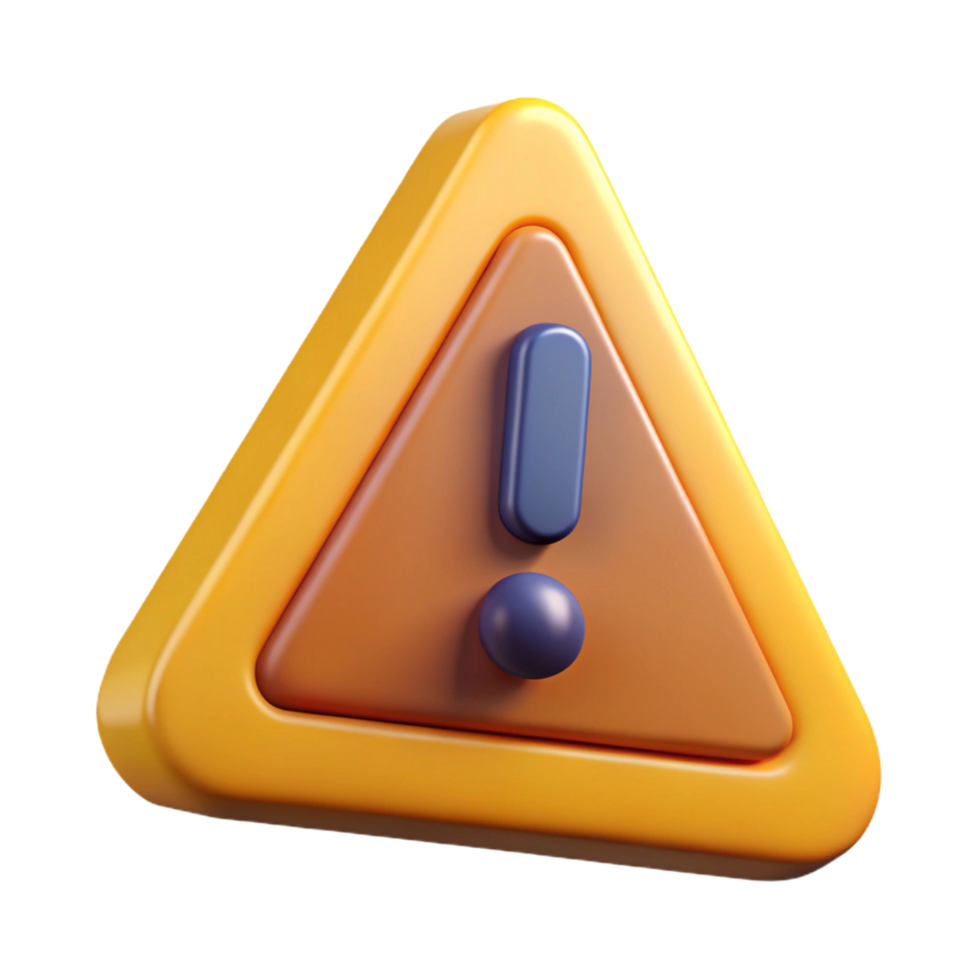 3D Render of a Yellow Triangle Exclamation Mark png