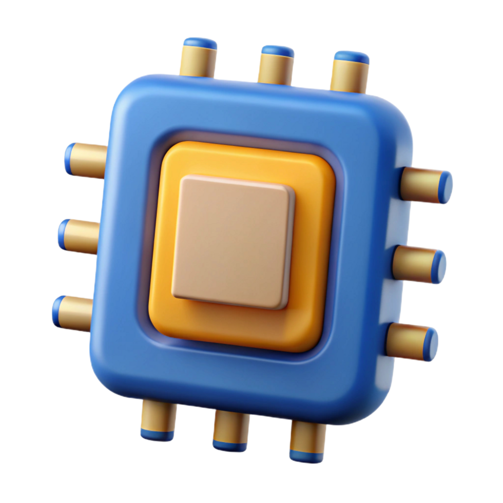 3d render do uma colorida microchip ícone png