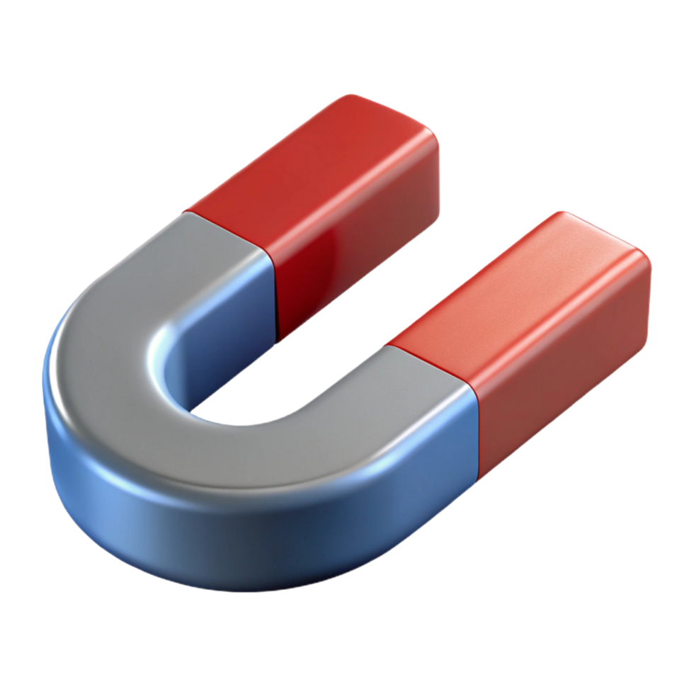 3D Render of a Powerful Horseshoe Magnet png
