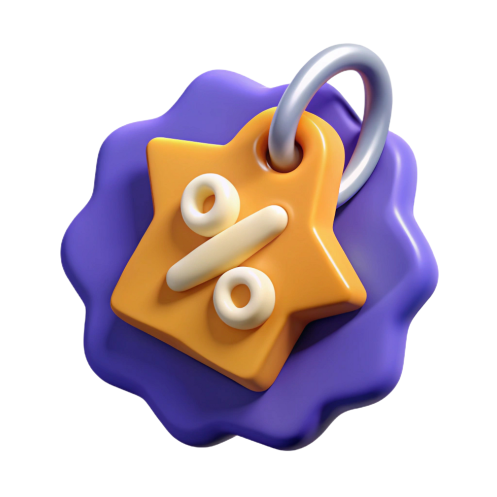 3D Render of a Star-Shaped Discount Tag png