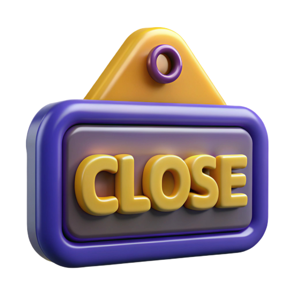 3D Render of a Cute Cartoon Close Sign png