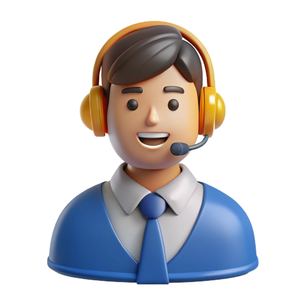 3D Render of a Smiling Customer Service png