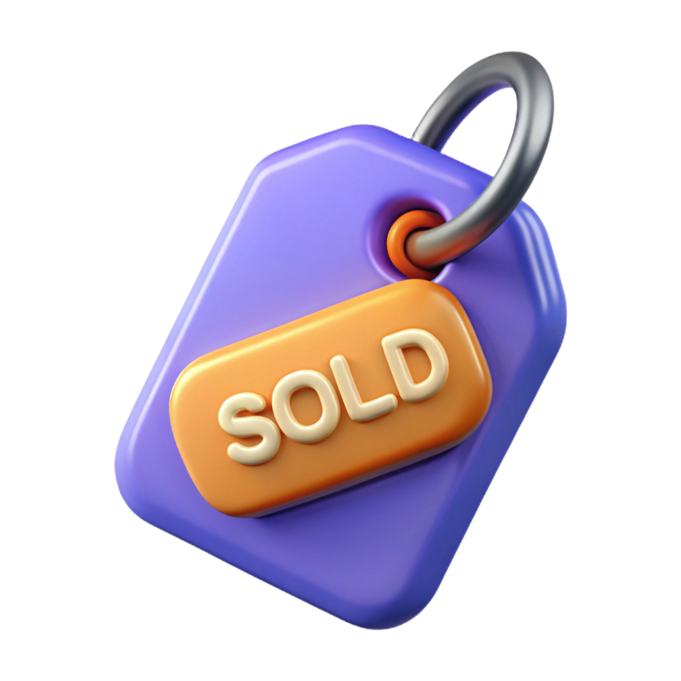3D Render of a Sold Tag with a Ring png