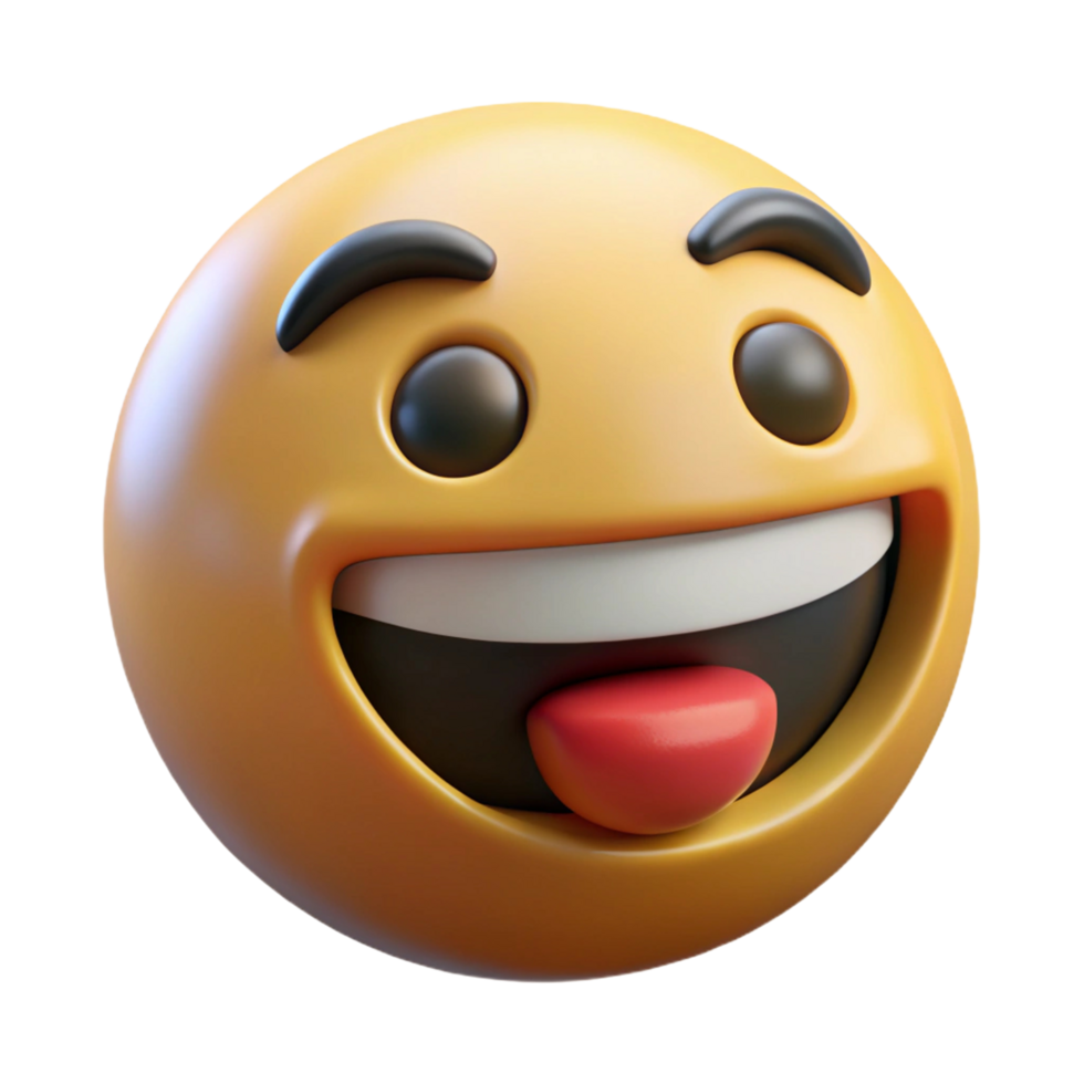 3D Render of a Laughing Emoji with Tongue Out png