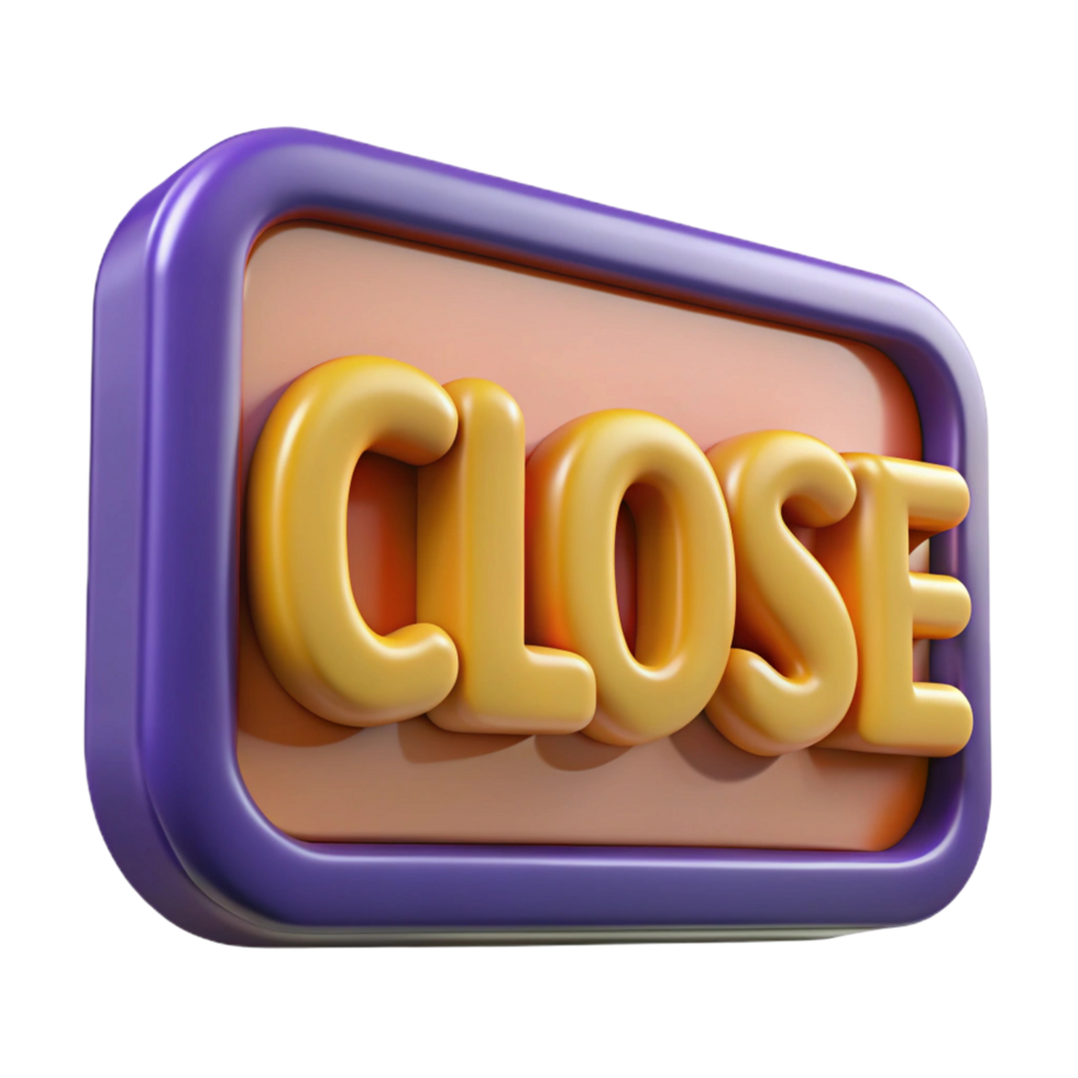 3D Render of a Cartoon Close Sign png