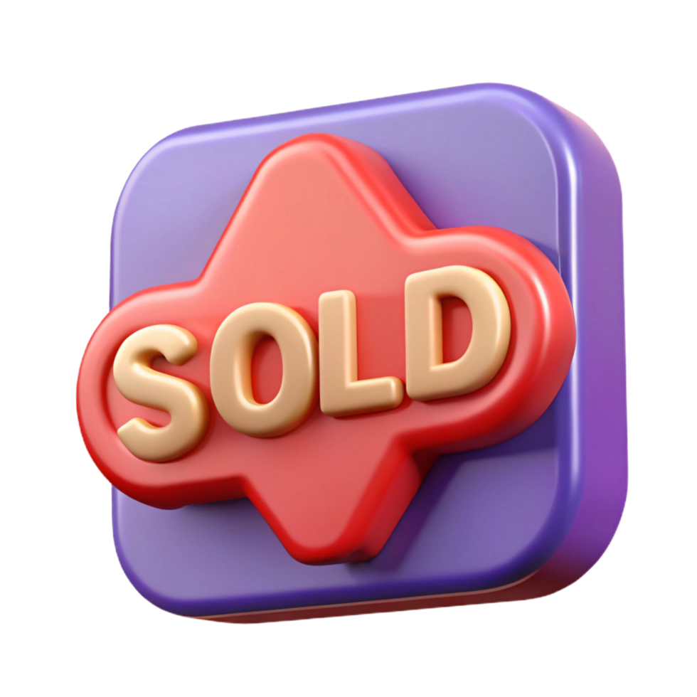 3D Render of a Sold Icon Modern App Badge Design png