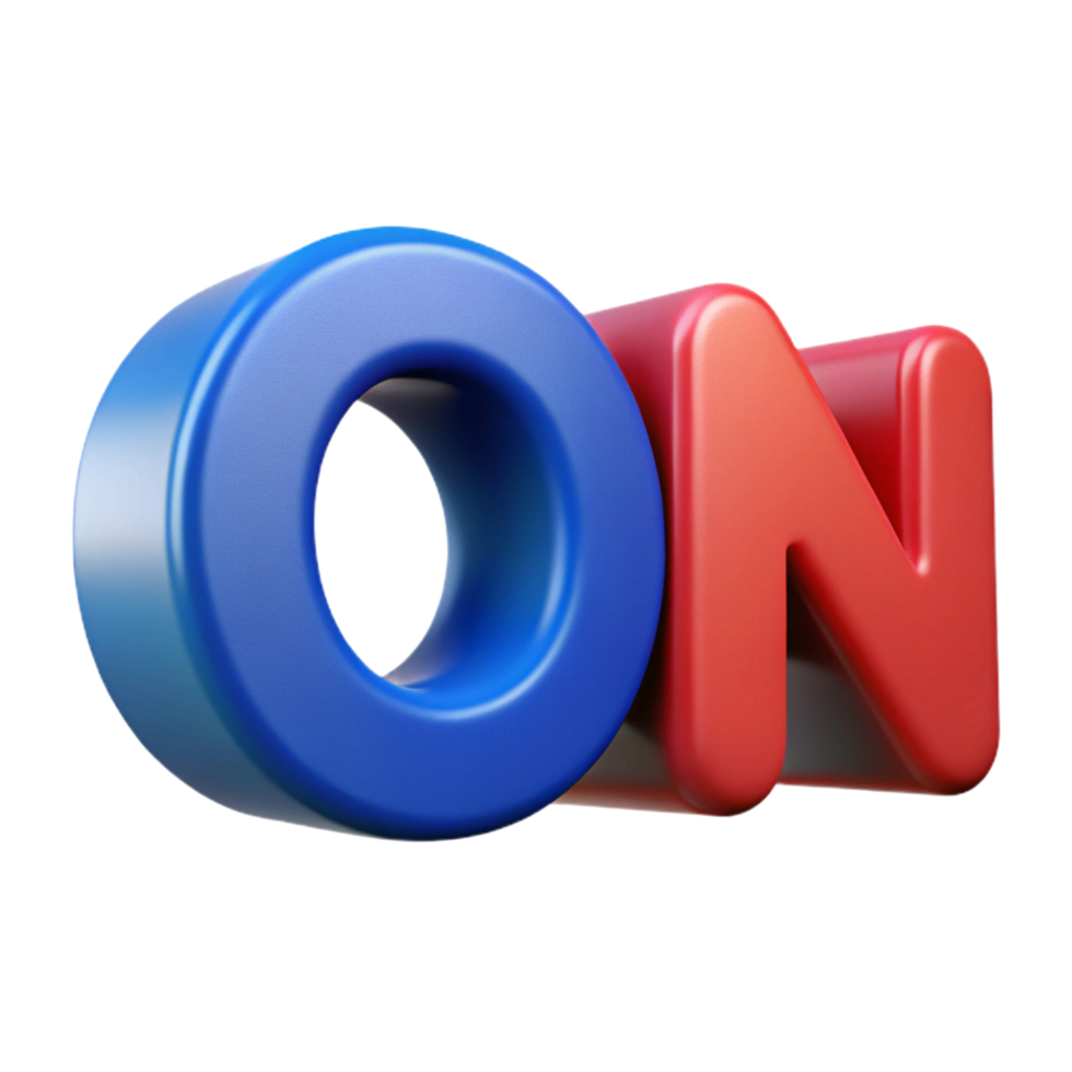3D Render of ON in Blue and Red - Bold png