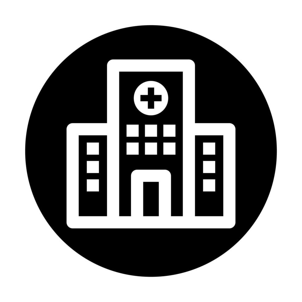 Medical and healthcare icon in black. Hospital black circle outline icon. vector