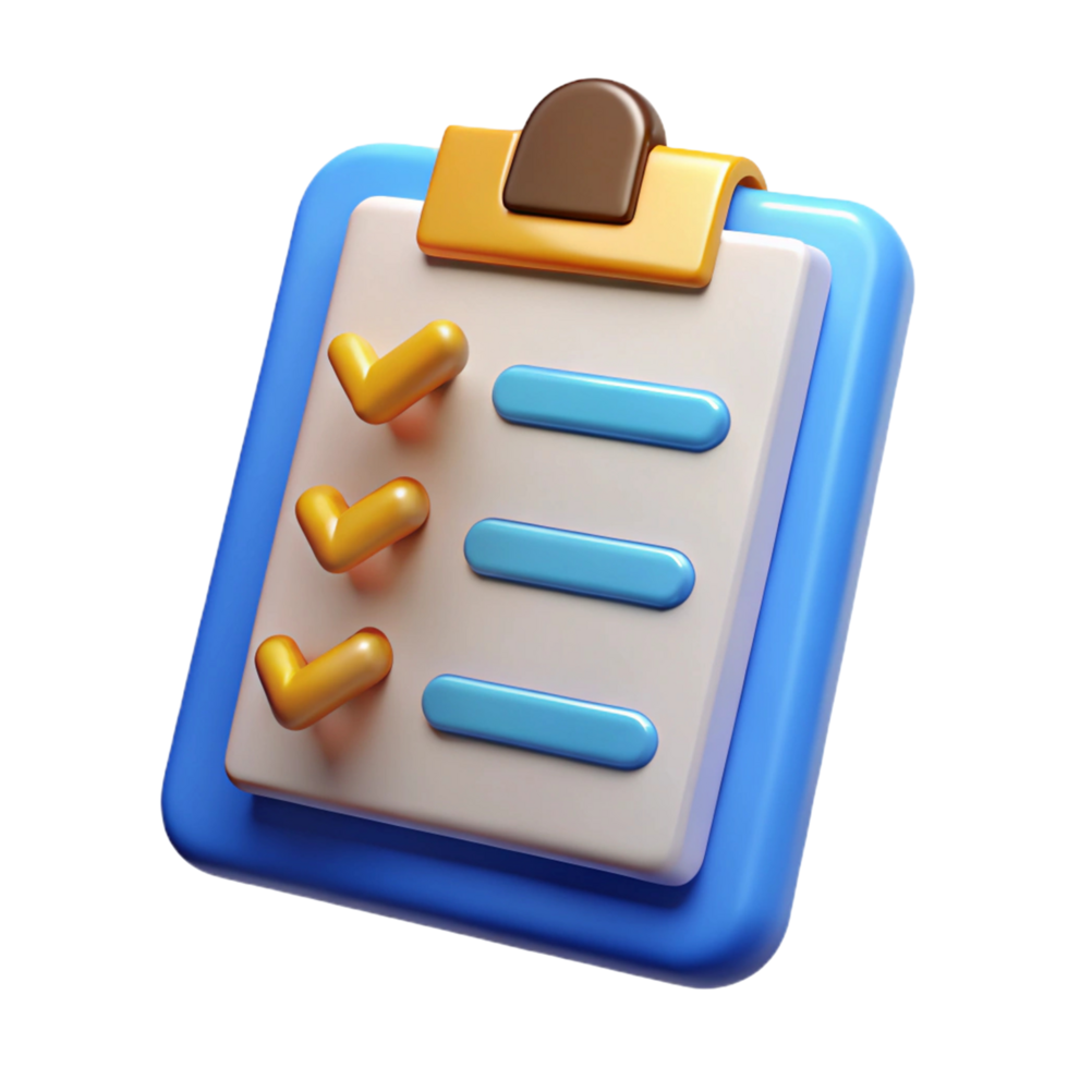 3D Render of a Checklist Clipboard Icon png