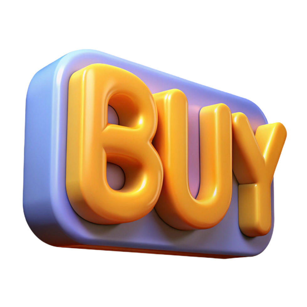 3D Render of Shiny Orange BUY Button png