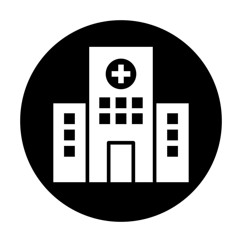 Medical and healthcare icon in black. Hospital black circle solid icon. vector