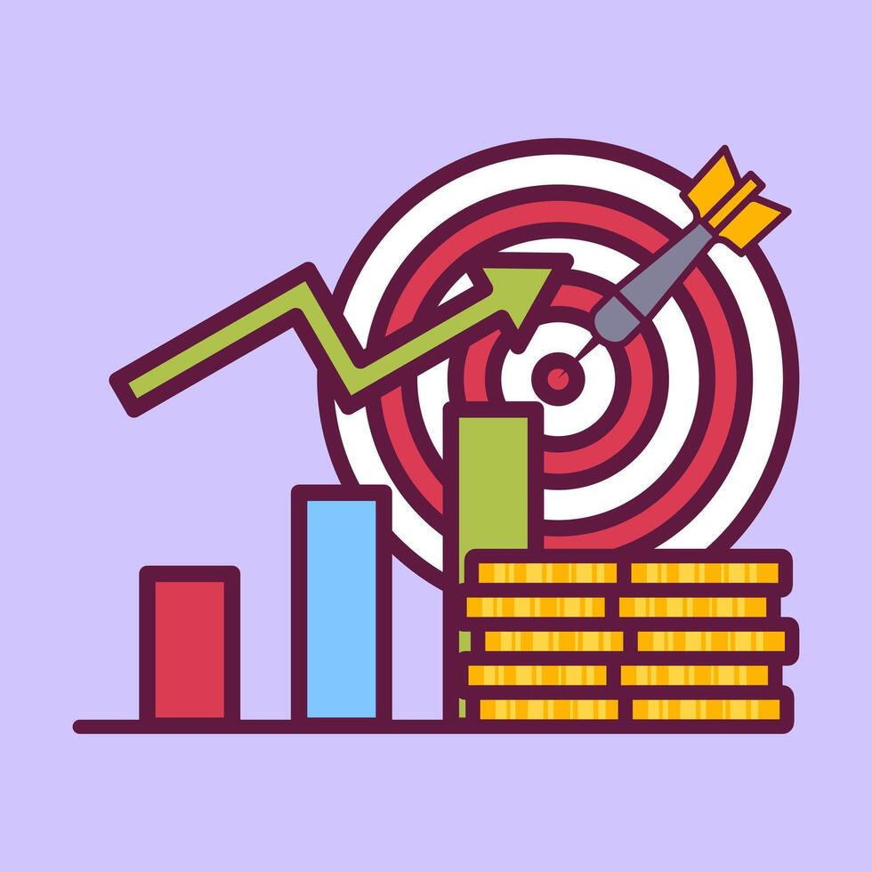 sales target business icon clipart illustration vector