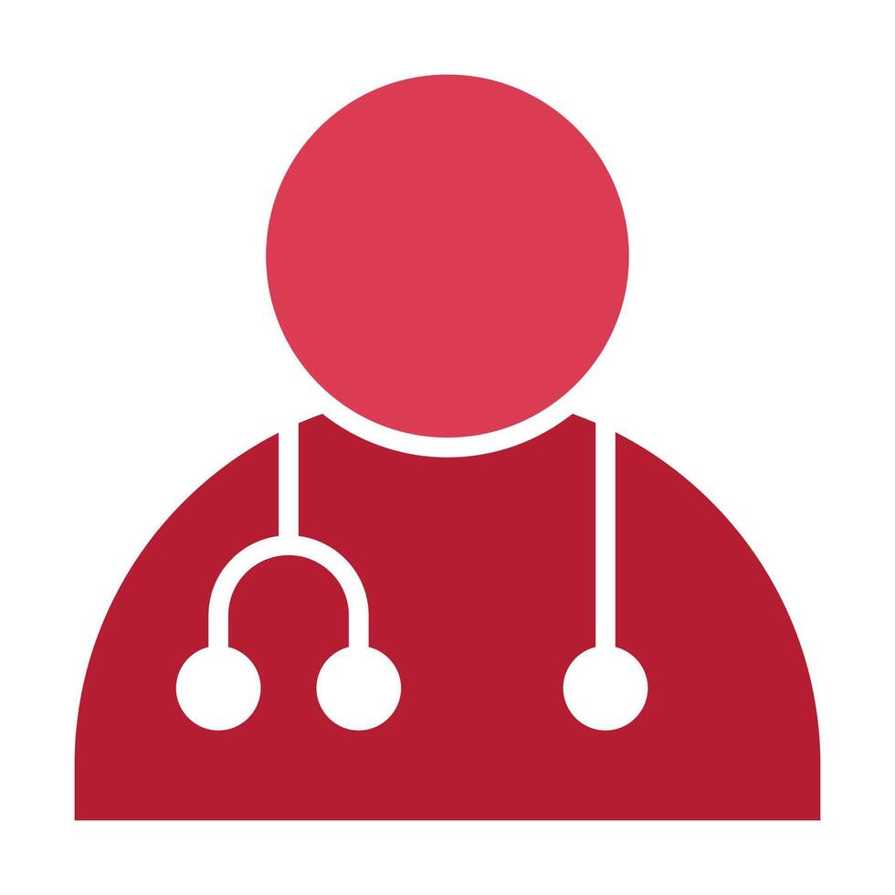 Medical and healthcare icon in red. Doctor red solid icon vector