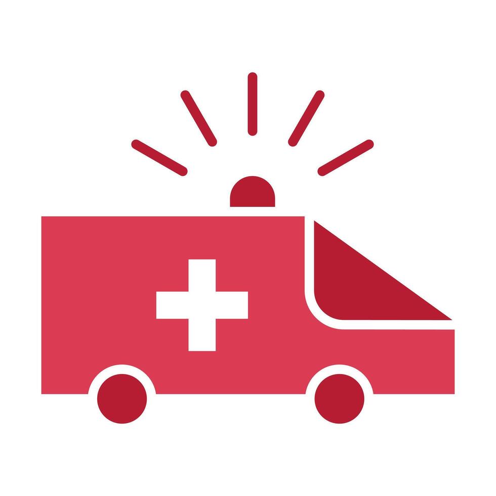 Medical and healthcare icon in red. Ambulance red solid icon. vector