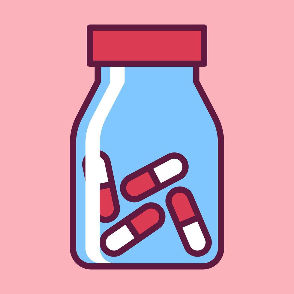 collection of clipart icons illustration of capsule medicine in a bottle vector