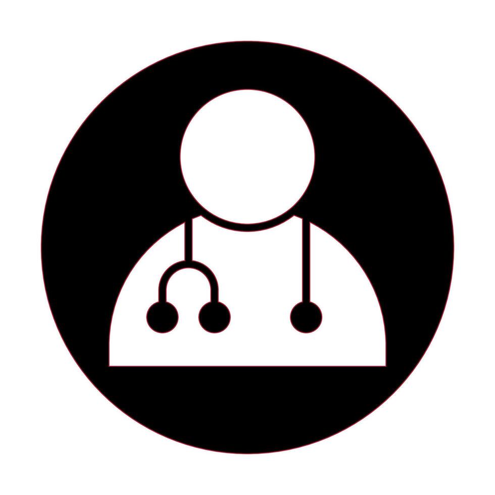 Medical and healthcare icon in black. Doctor black circle solid icon vector