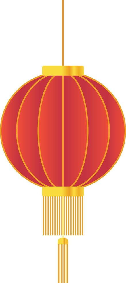 Circle Red Chinese Lantern with Two Levels of Gold Rope vector