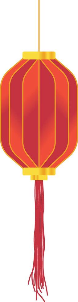 Red Gradient Octagonal Chinese Lantern with Red Long Rope vector