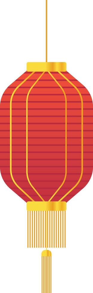 Red Octagonal Detailed Chinese Lantern with Two Levels of Gold Rope vector