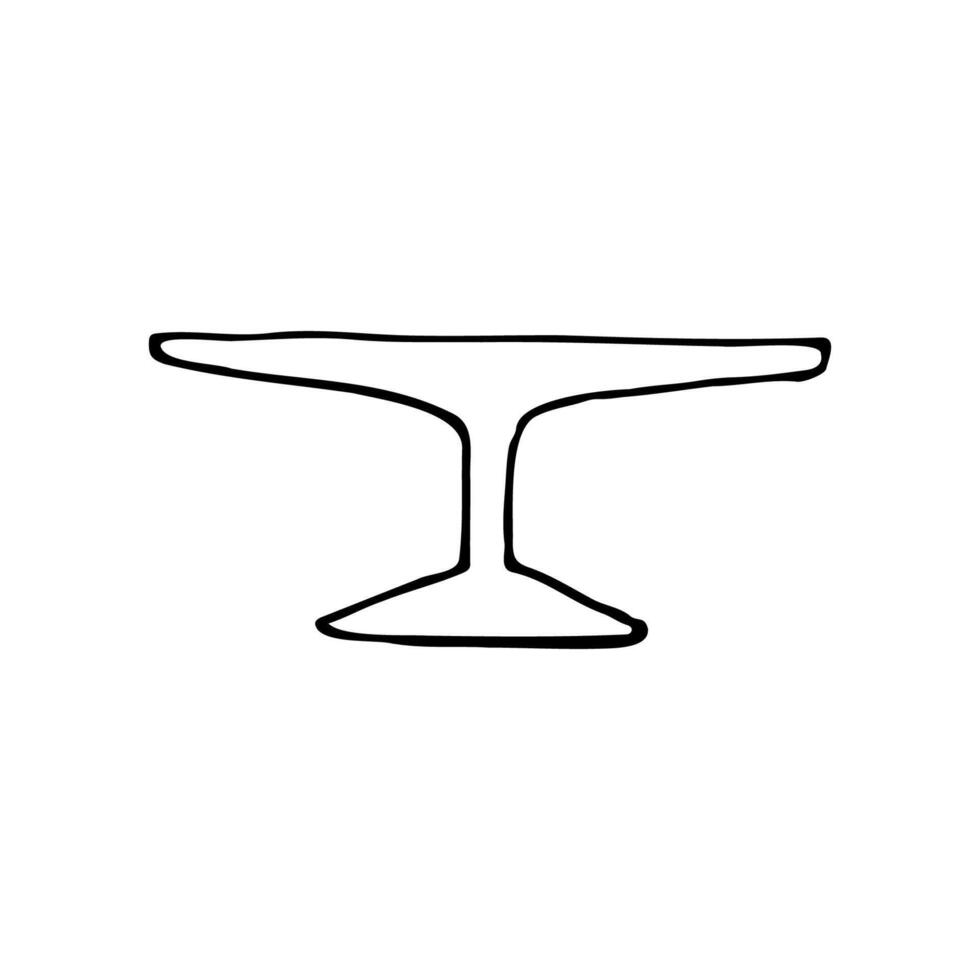 minimalistic empty cake stand in profile - line art doodle style vector