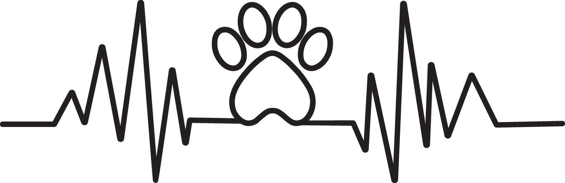 Paw print heartbeat and hearts design perfect for cat and dog enthusiasts vector