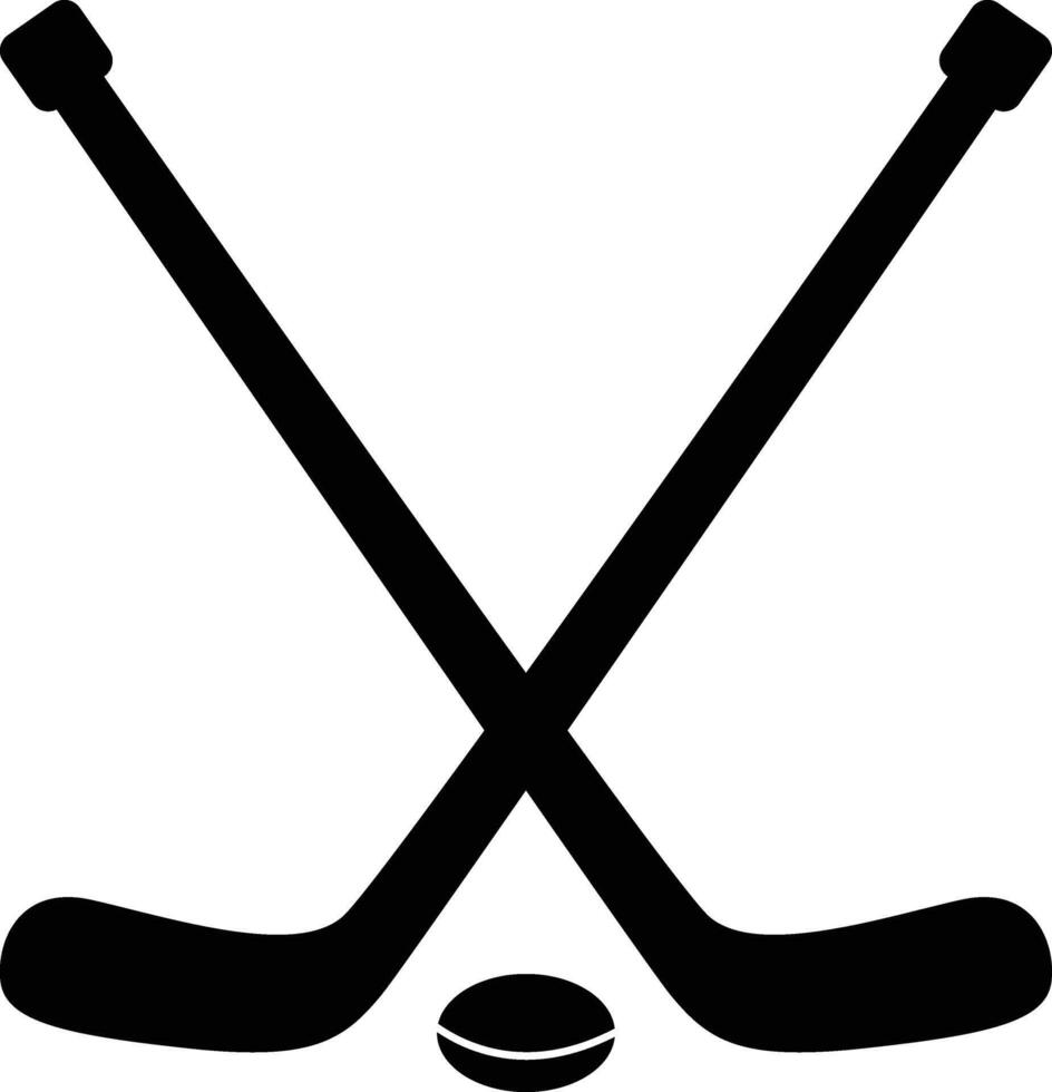 Modern and Sleek Art Featuring Crossed Hockey Sticks and a Puck in the Middle vector