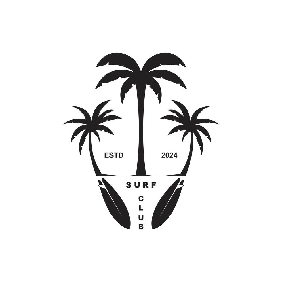 surf logo design template for surf club, surf shop and holiday vector