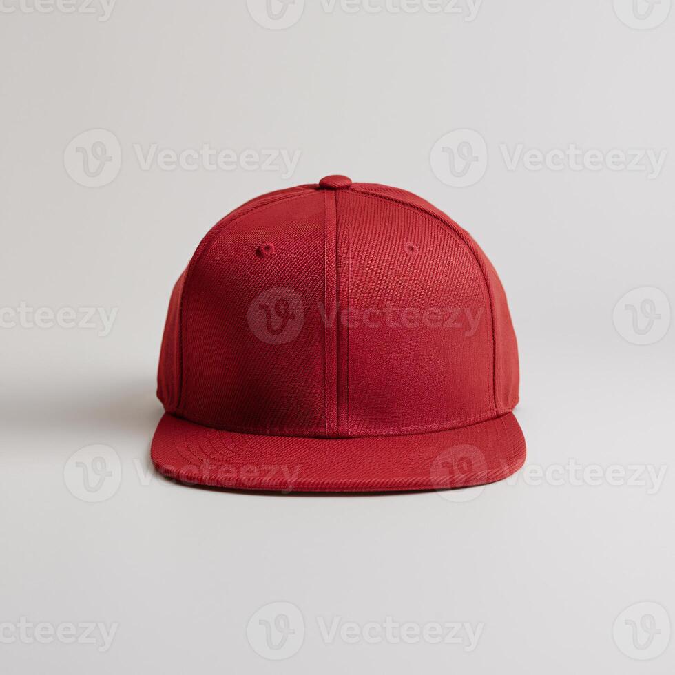 Stylish red snapback cap on a neutral background, perfect for casual wear. photo