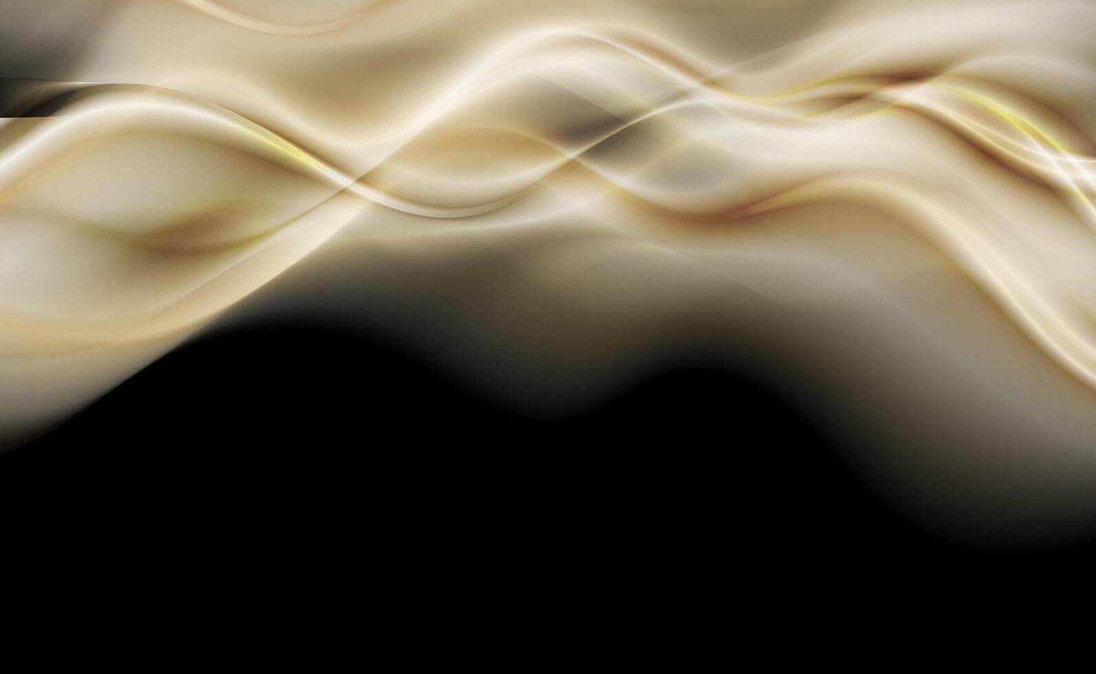 Black and golden smooth blurred waves abstract background vector
