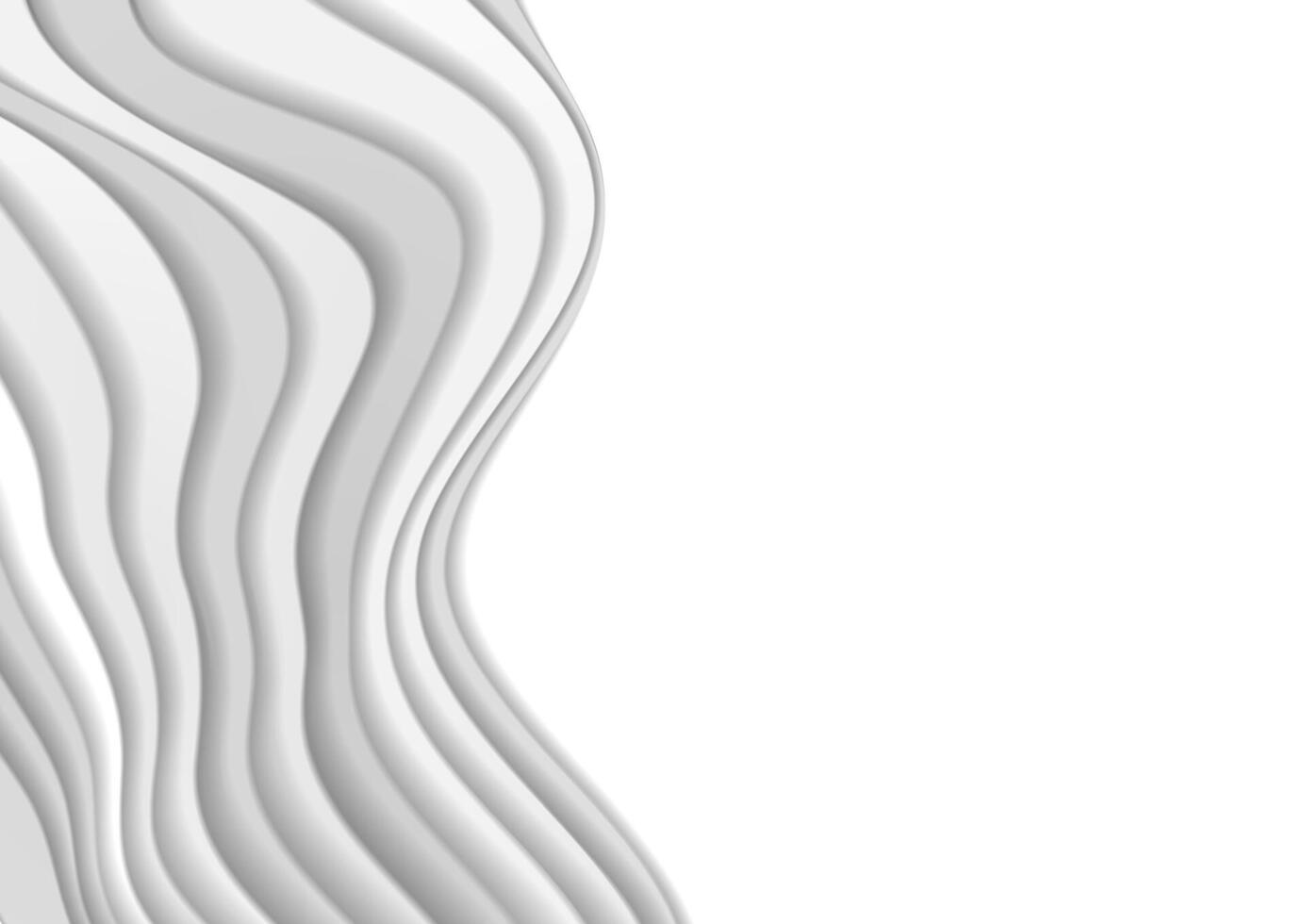 Grey smooth refracted curved waves abstract background vector