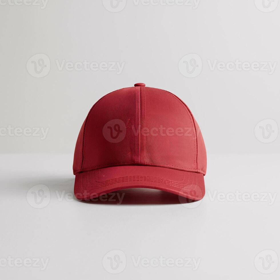 Stylish red baseball cap on a plain background, showcasing a sleek and modern design. photo