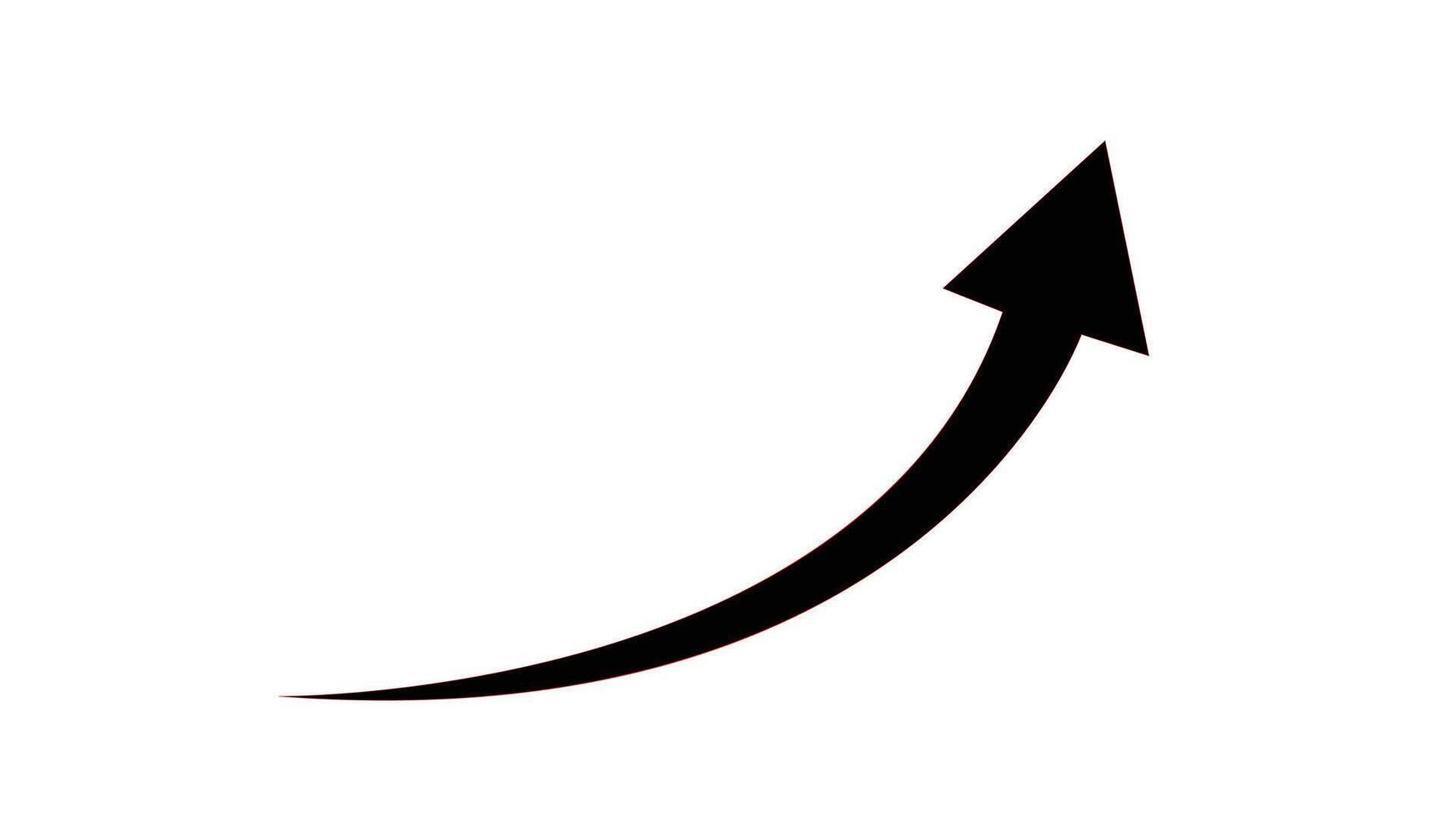 Upward curved black arrow on white background vector