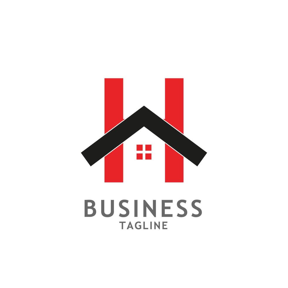 Real estate home logo design in letter H shape template. vector