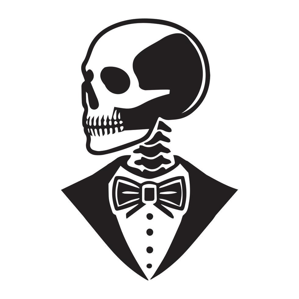 Death in Style Skeleton with Bow Tie and Tuxedo vector