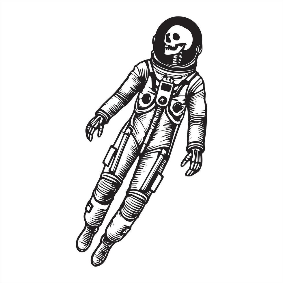 Astronaut Skull The Cosmic Skeleton Design vector