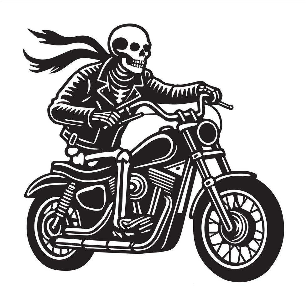 Ride to the Afterlife Skeleton on a Motorcycle Journey vector