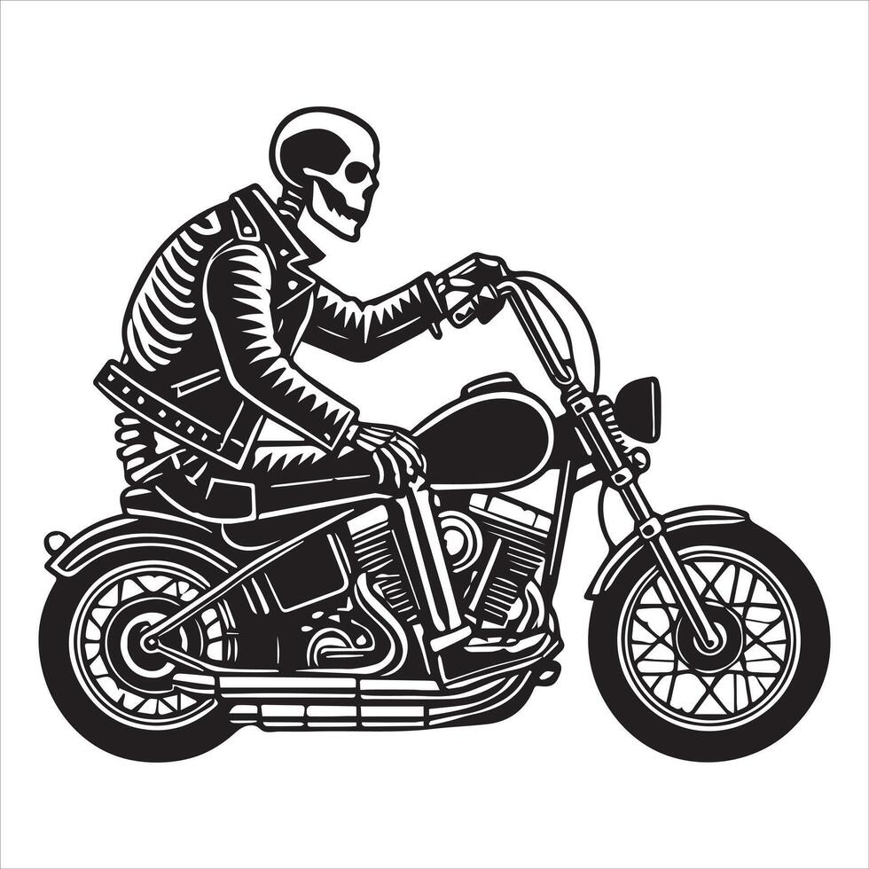 Deadly Ride Skeleton on a Motorcycle Adventure vector