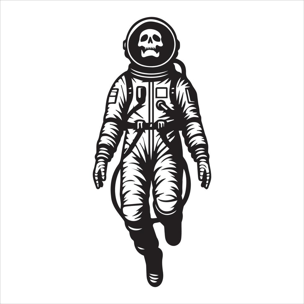 Astronaut Bone The Skeleton Skull in Space vector