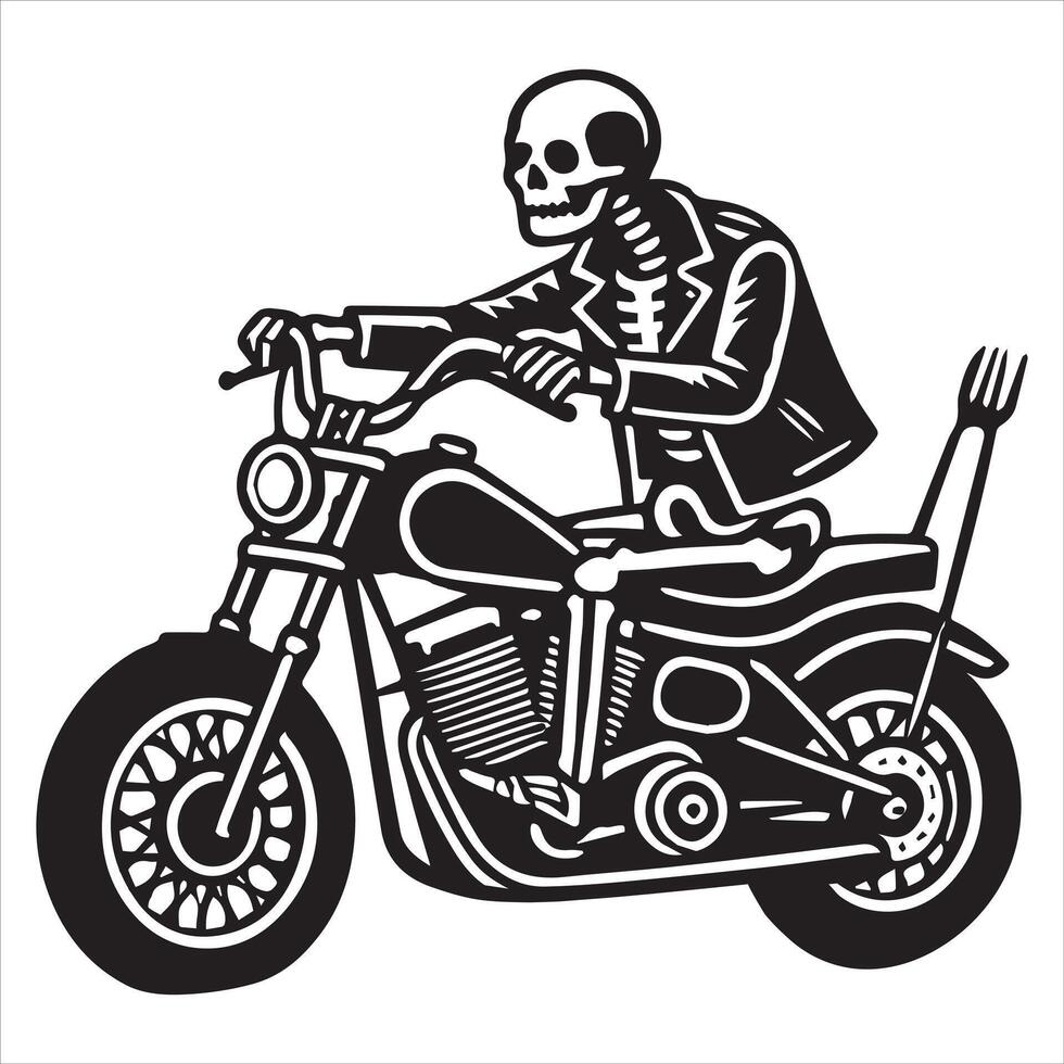 Skeleton Biker on motorcycle illustration Design vector