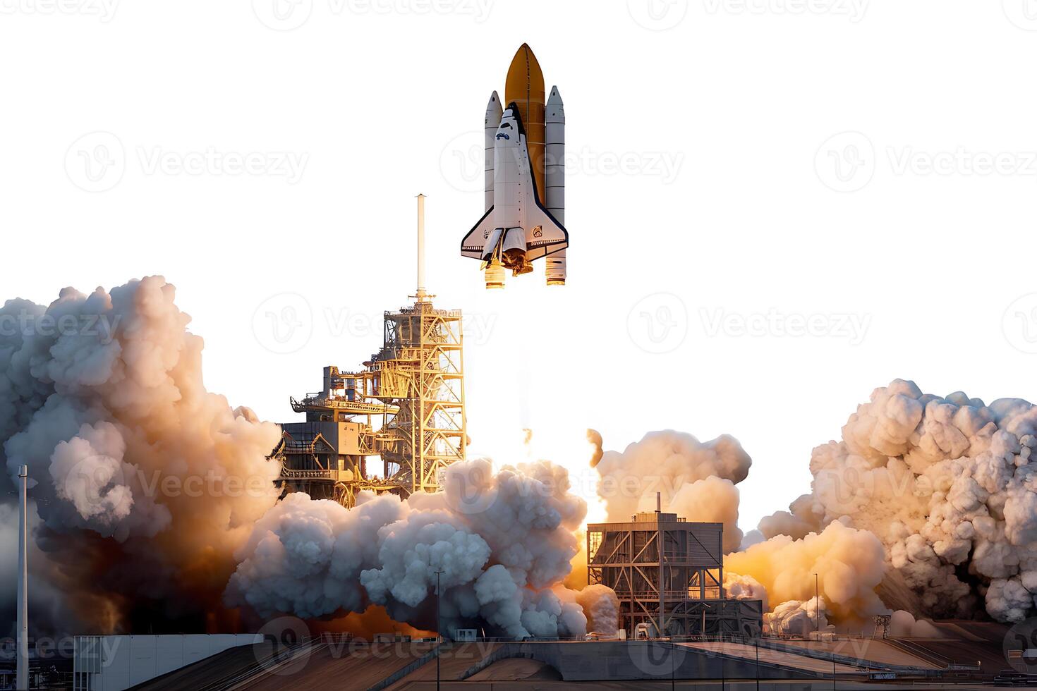 Sci-fi space shuttle launching into the cosmos photo